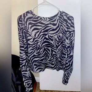 Zebra Fuzzy CropTop